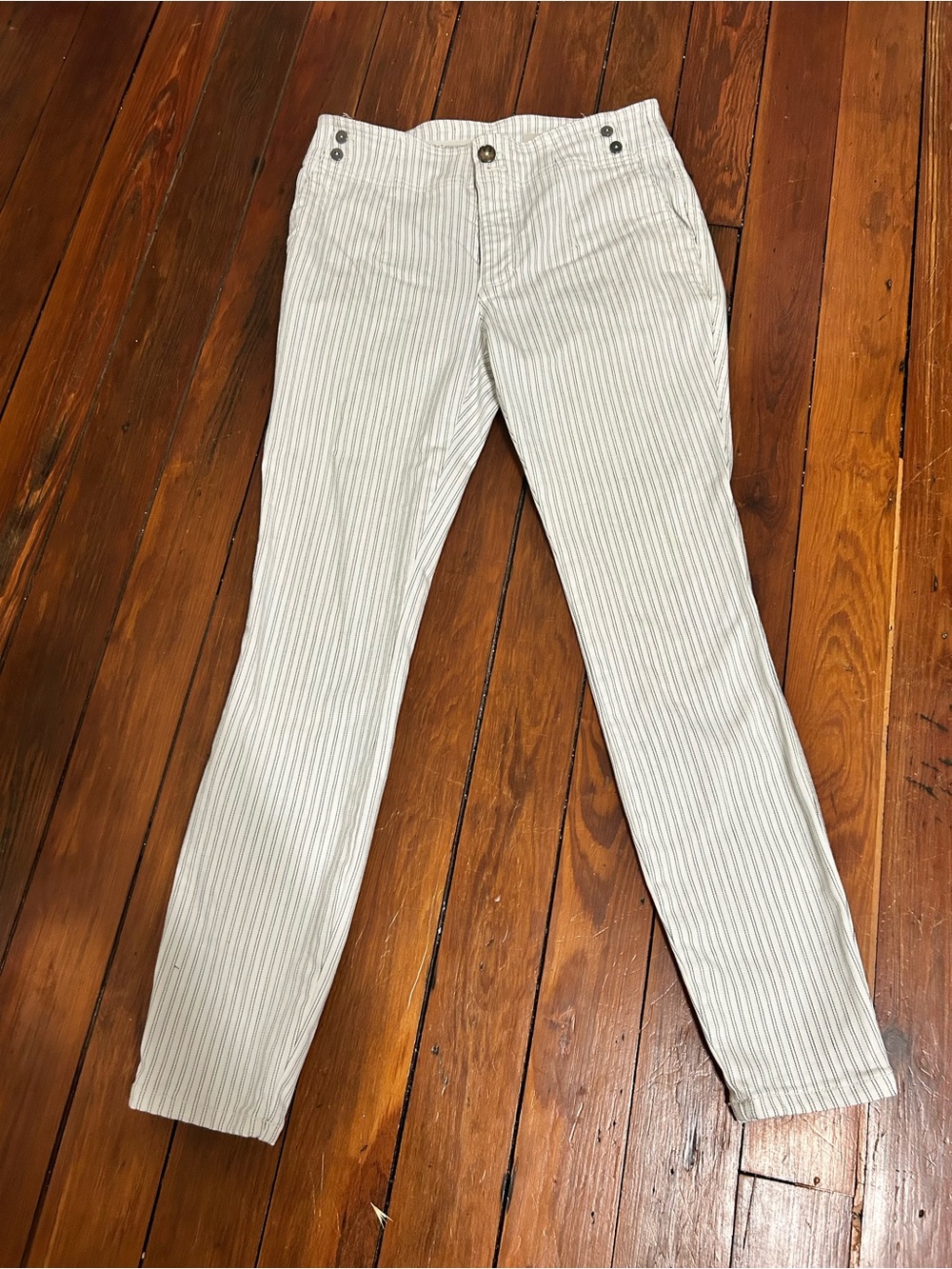 Anthropologie Women's Cream and White Trousers